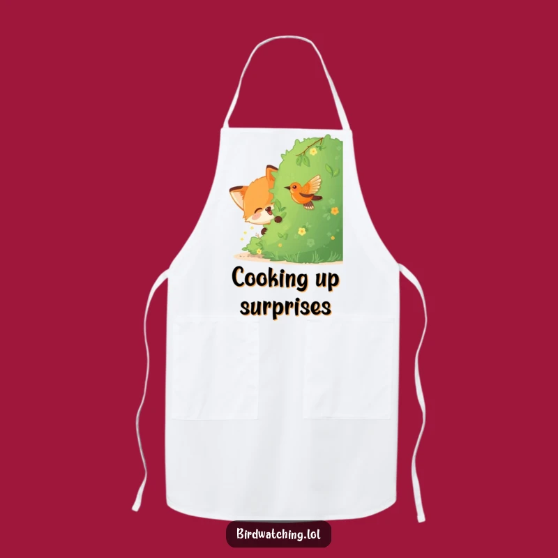 Funny Fox Bird Watching Apron: Kitchen Wear for Playful Chefs, Perfect Funny Gift