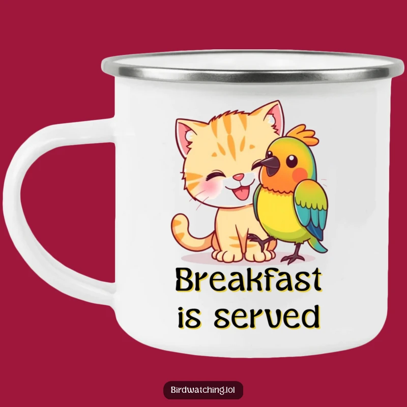 Funny Cat Bird Sneak Camping Mug: Adventure-Ready Feline Drinkware, Perfect Gift