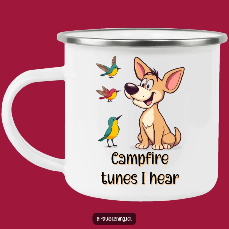 Funny Dog Bird Call Camping Mug: Adventure Companion with Canine Comedy