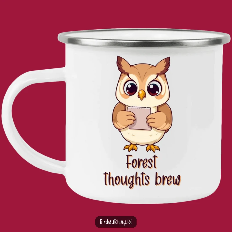 Funny Proud Owl Notepad Camping Mug: Rugged Humorous Gift for Outdoor Thinkers