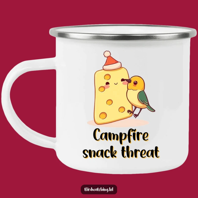 Funny Cheese Hat Adventure Mug - Quirky Campfire Humor Gift