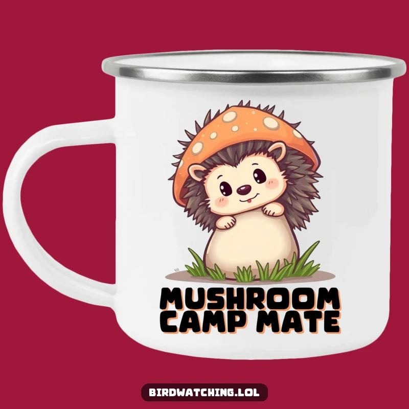 Funny Hedgehog Mushroom Camping Mug: Adventure Fuel with Forest Charm