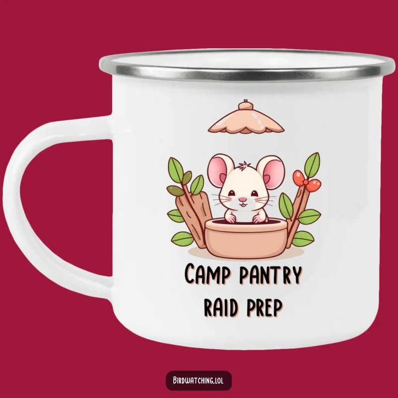 Funny Mouse Camping Mug: Silly Feeder Observer, Outdoor Funny Gift Drinkware