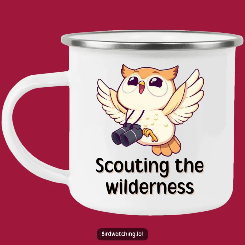 Funny Owl Camping Mug: Joyful Binocular Birding Adventure Gift