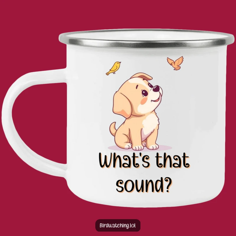 Funny Puppy Camping Mug - Curious Head Tilt for Outdoor Fun