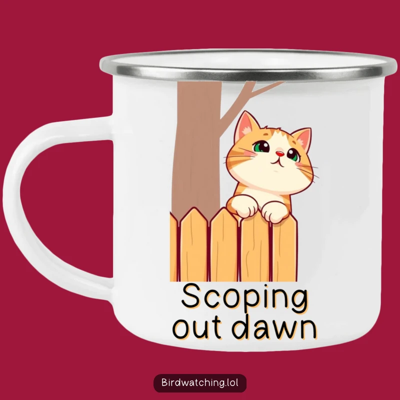Funny Surprised Cat Neck Stretch Camping Mug - Outdoor Adventure Gift