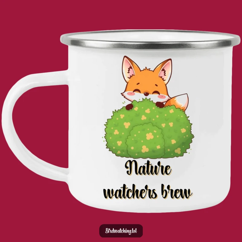 Funny Joyful Fox Camping Mug: Peeking Fox, Outdoor Gift