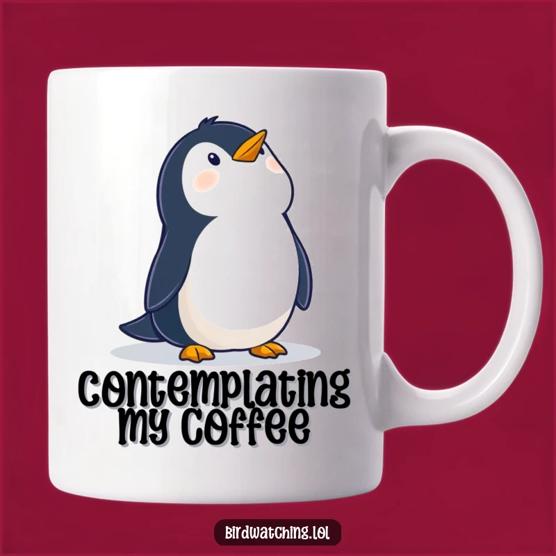 Funny Wobbly Penguin Wonder Mug, Whimsical Sky Gazer Gift, Perfect Mug
