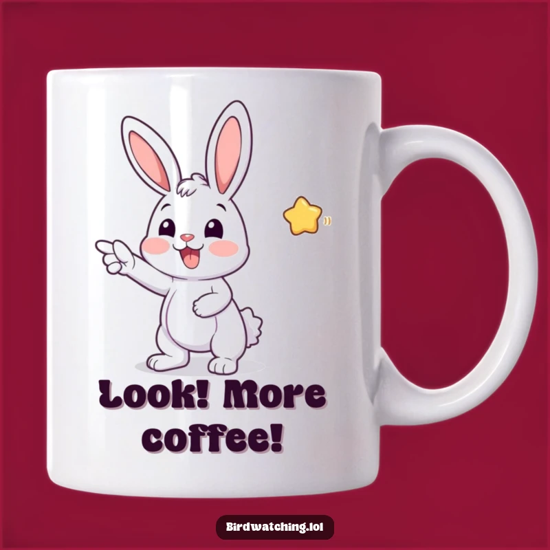 Funny Bunny Mug: Excited Pointer Design, Perfect Funny Gift for Optimistic Gals
