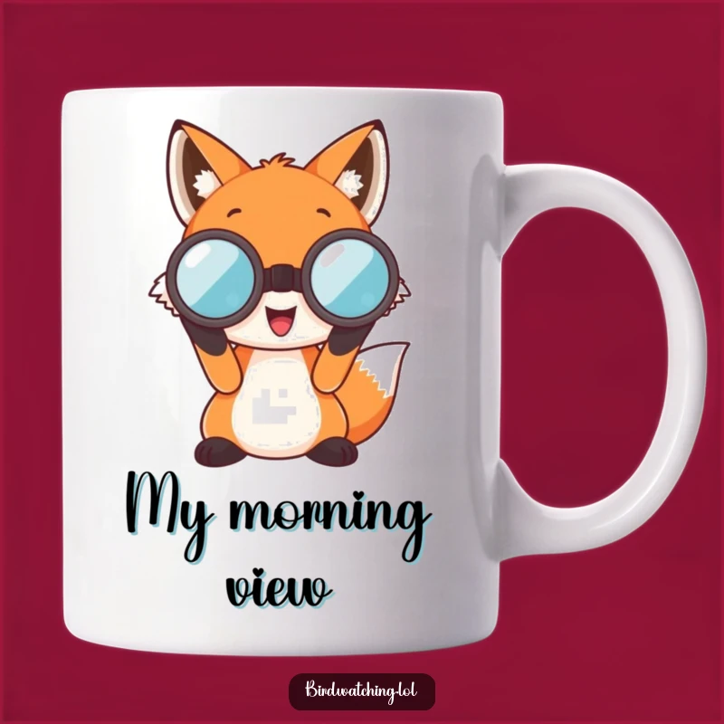 Funny Fox Mug: Adventurous Peeking, Oversized Binoculars, Hilarious Nature Lover Gift!