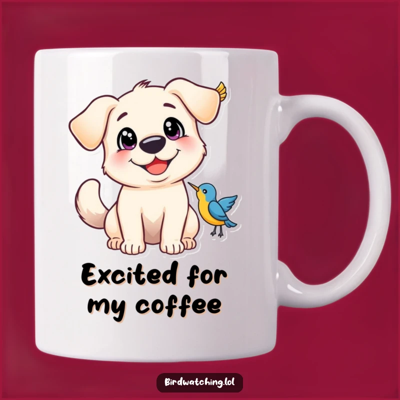 Funny Happy Dog Mug - Joyful Dog Lover Gift for Bird Enthusiasts