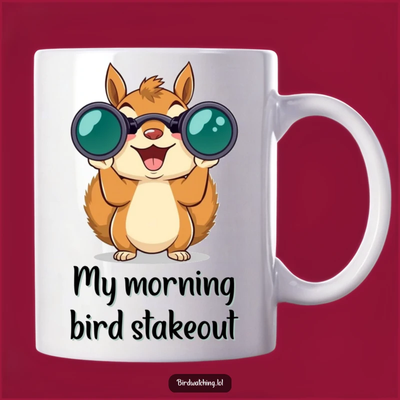 Funny Squirrel Binoculars Mug: Exciting Wildlife Observation Gift for Nature Lovers