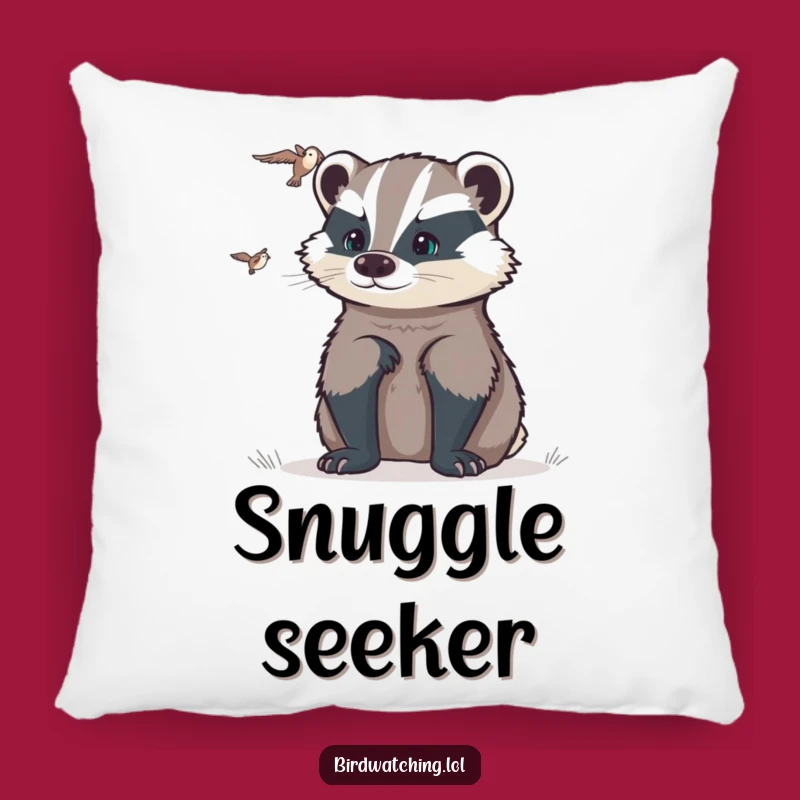 Funny Determined Badger Flyer Pillow: Comfy Humorous Gift for the Watchful