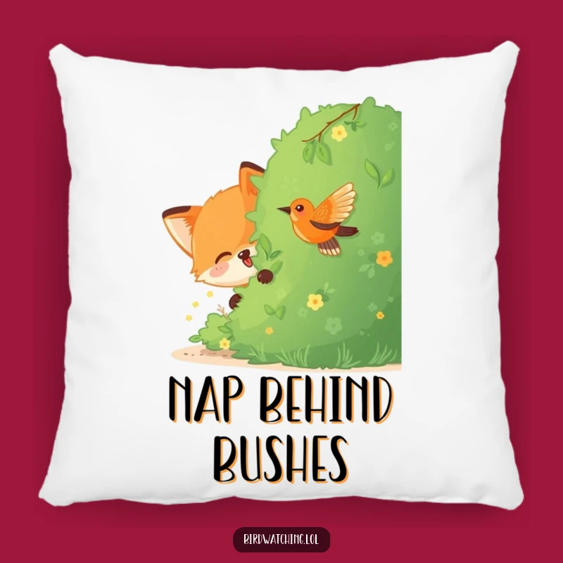 Funny Fox Bird Watching Pillow: Soft & Comfy Cushion, Ideal Funny Gift