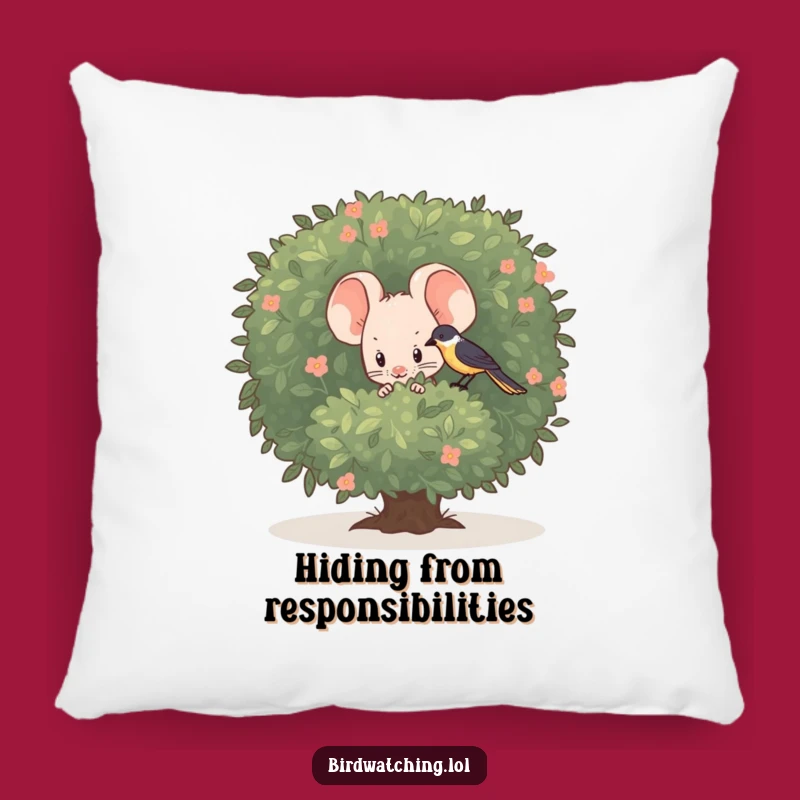 Funny Shy Mouse Pillow - Soft Bird Watching Cushion, Perfect Funny Gift