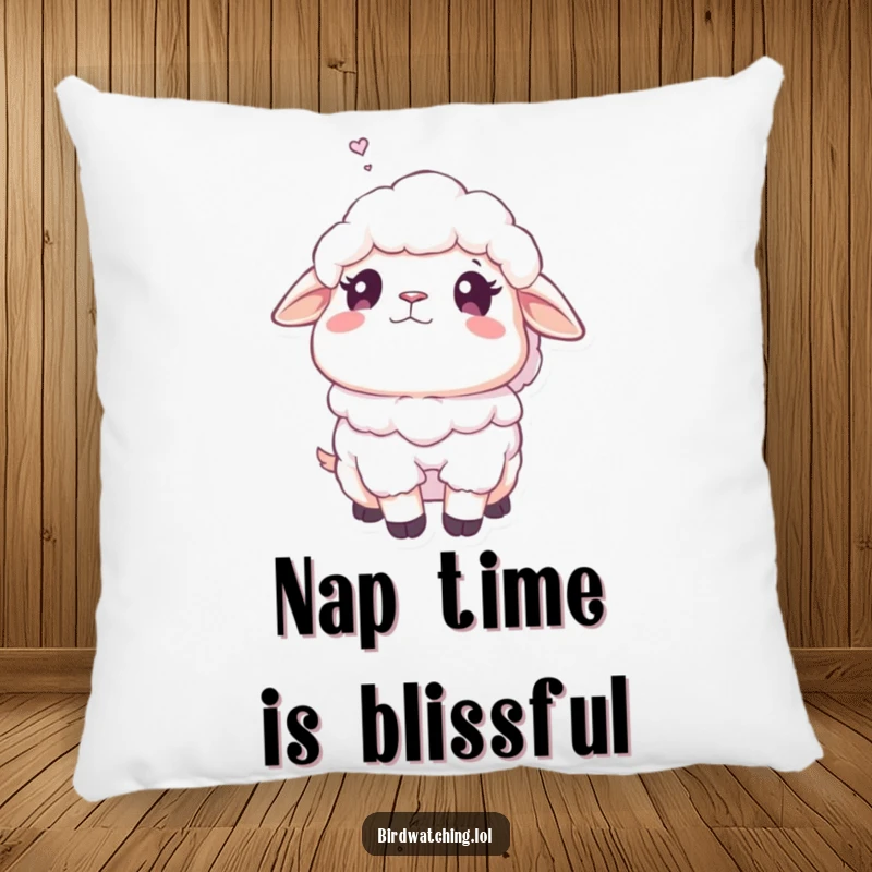 Funny fluffy sheep pillow featuring a sheep with a dreamy expression, offering comfort and a touch of lighthearted, humorous serenity.