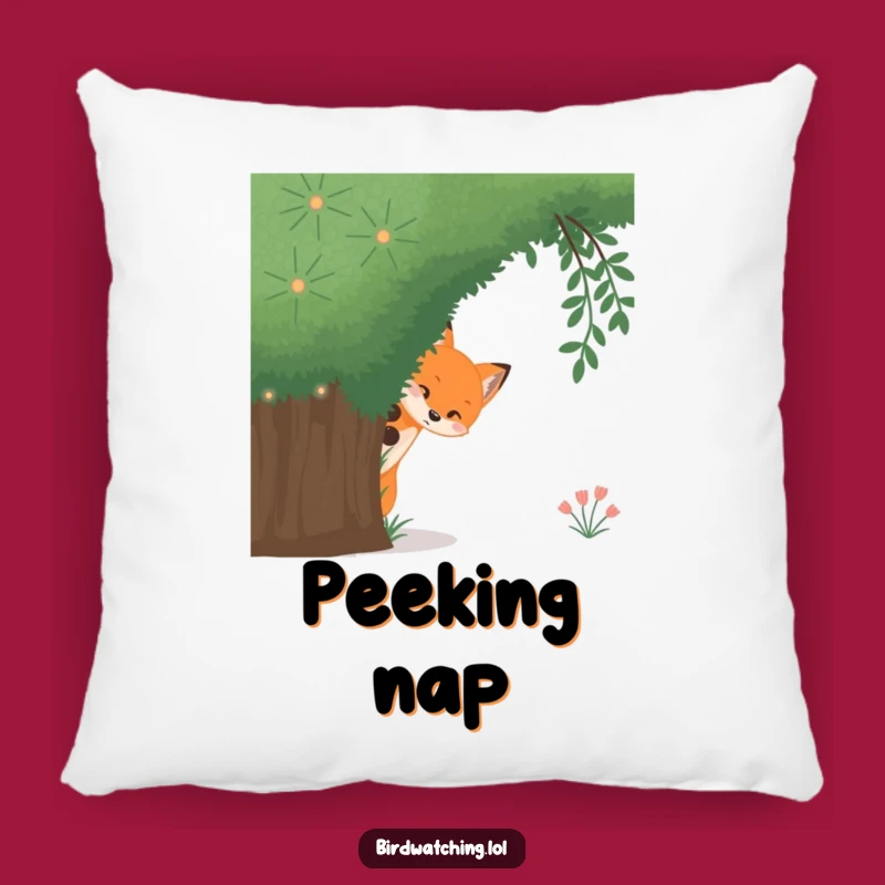 Funny Curious Fox Pillow: Soft Bush Peek Cushion for Comedic Comfort