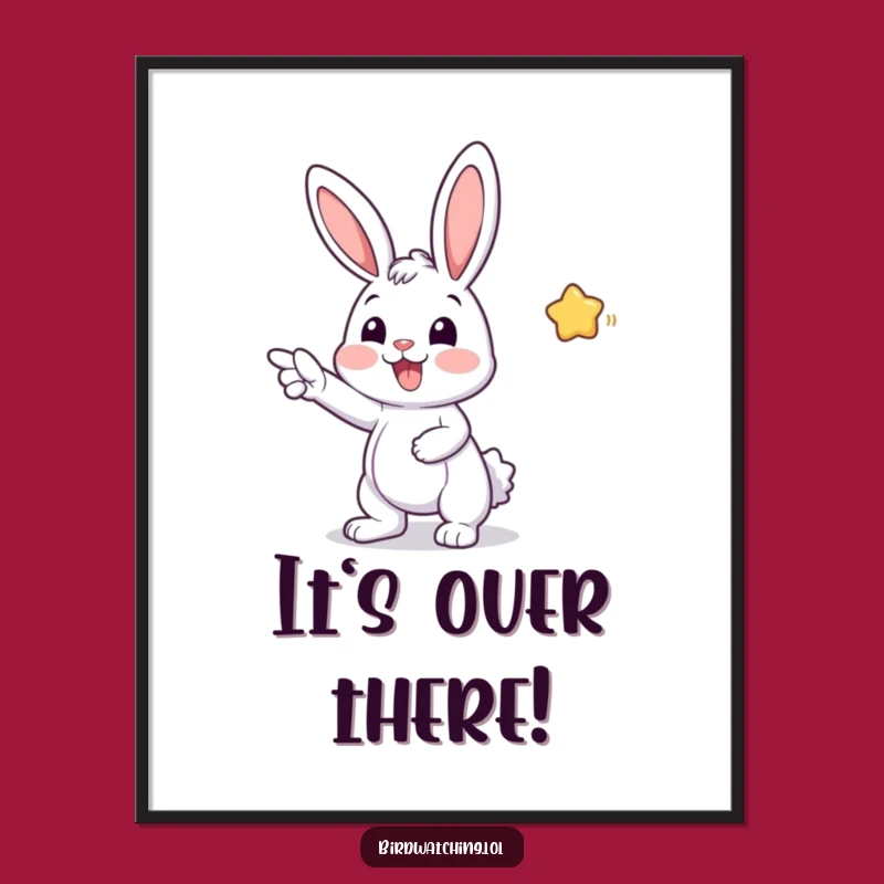 Funny Bunny Digital Art: Excited Pointer Print, Instant Funny Gift for Joyful Decor