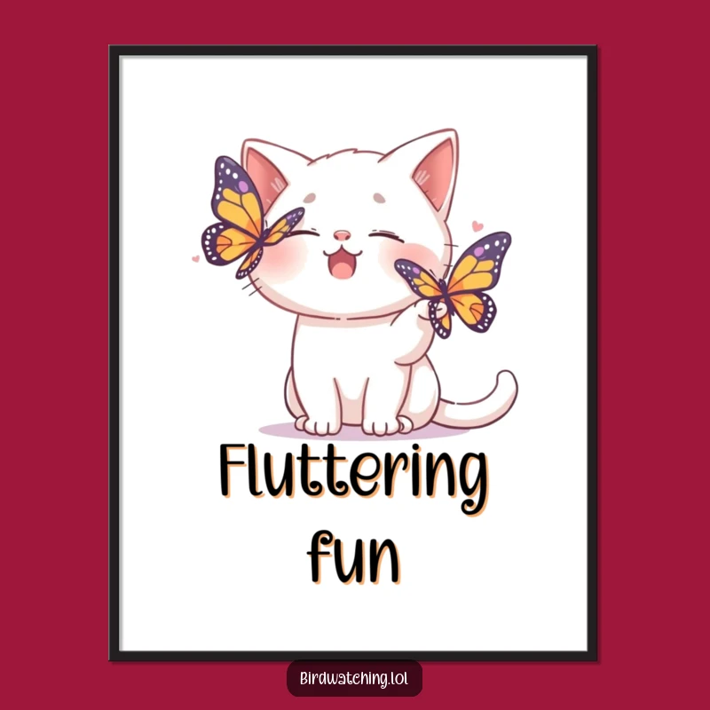 Funny Cat Butterfly Digital Art: Giggling Feline's Playful Chase