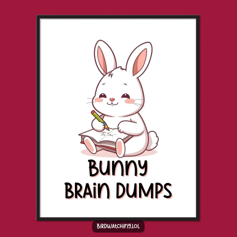 Funny Cheerful Rabbit Digital Art, Hilarious Journaling Printable, Instant Decor