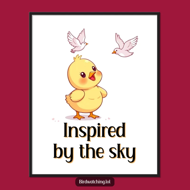Funny Duckling Bird Watching Digital Art - Instant Cute Decor