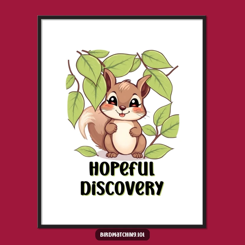 Funny Giggling Squirrel Digital Art: Hopeful Peek Print for Instant Joy