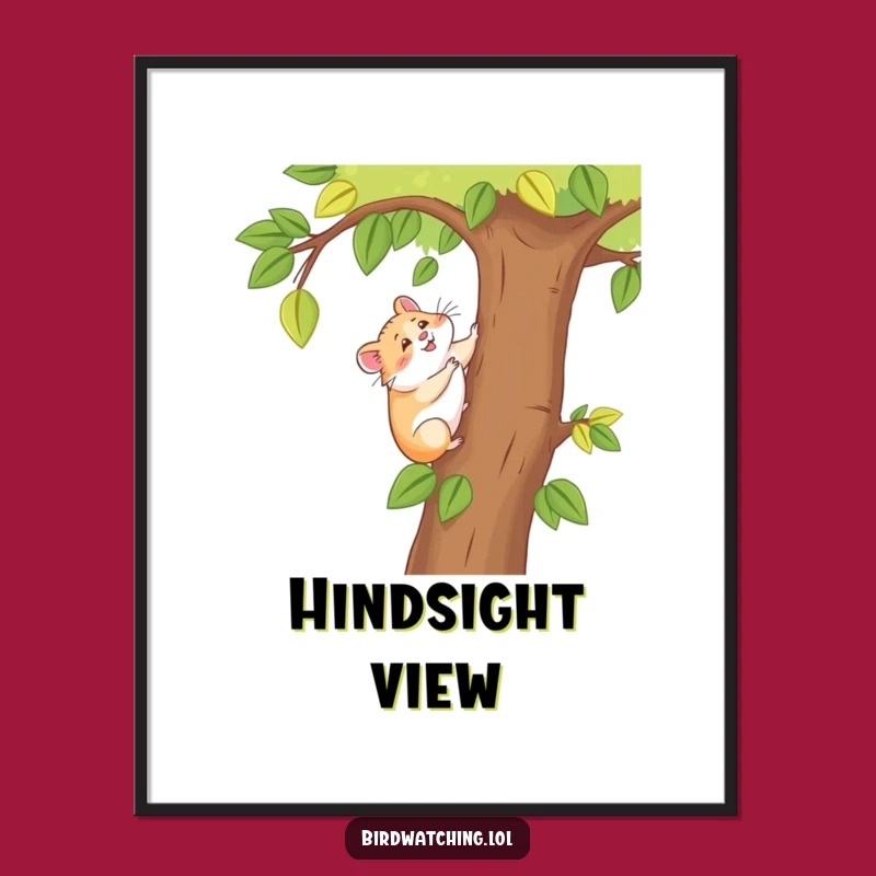 Funny Happy Hamster Digital Art Print: Joyful Tree Climber Download