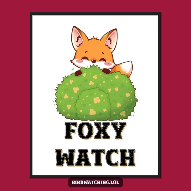 Funny Joyful Fox Digital Art: Peeking Fox, Instant Download Gift