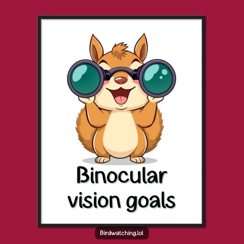 Funny Squirrel Binoculars Digital Art Print: Instant Wildlife Humor, Perfect Gift