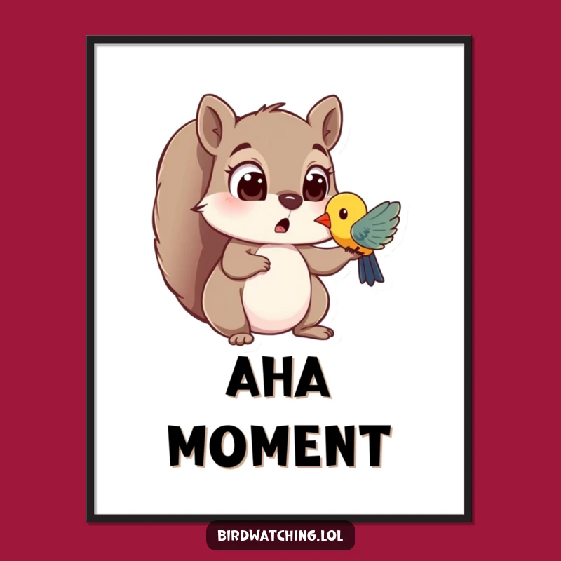 Funny Squirrel Surprise Digital Art: Whimsical Decor - A Unique Funny Gift Idea