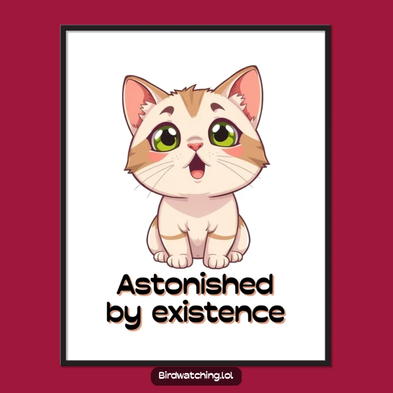 Funny Surprised Cat Digital Art - Instant Reaction Decor Gift