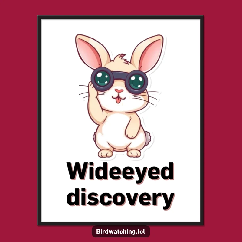 Funny Surprised Rabbit Digital Art: Curious Binoculars Print for Instant Amazement