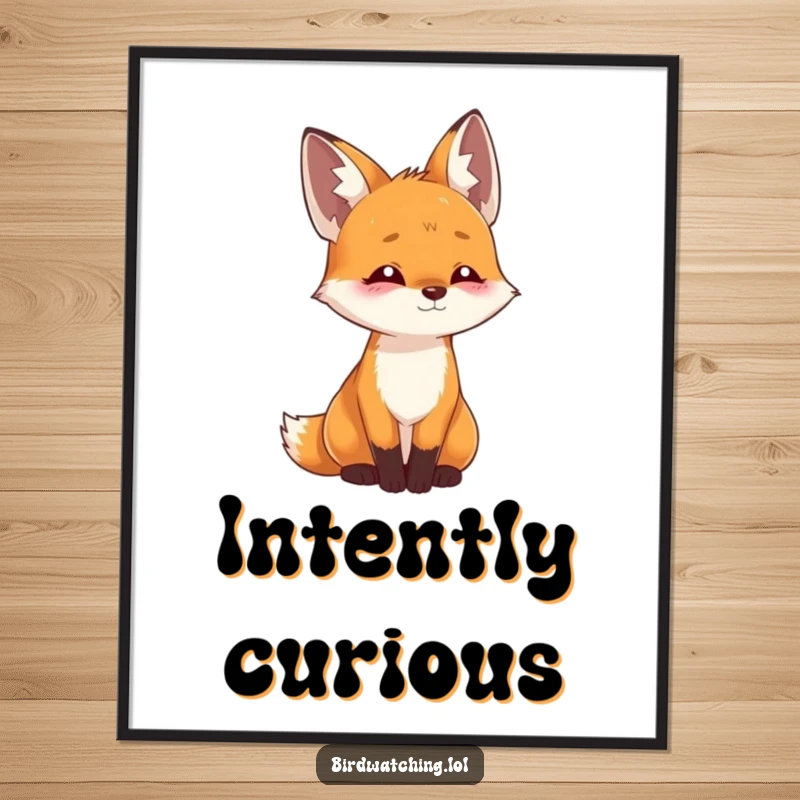 Funny playful fox digital art print of a curious fox tilting its head, listening intently, for instant display.