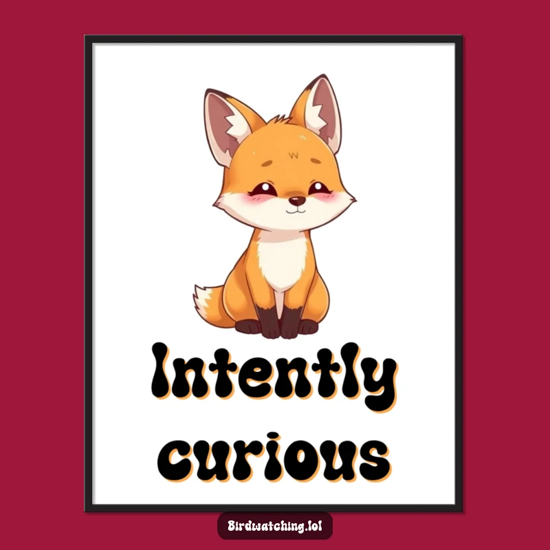 Funny Playful Fox Digital Art: Listening Intently Print for Instant Charm