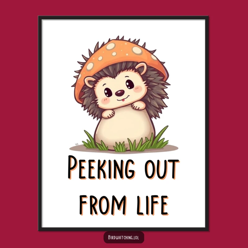 Funny Hedgehog Mushroom Digital Art: Instant Whimsy for Your Walls