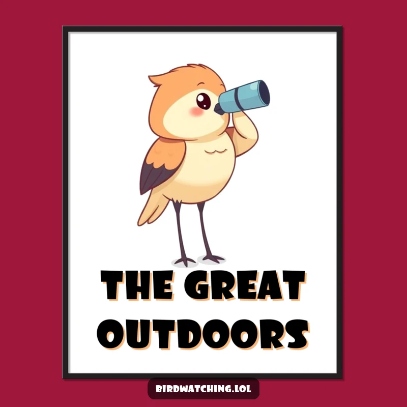 Funny Bird Watcher Digital Art: Determined Observer Print Gift