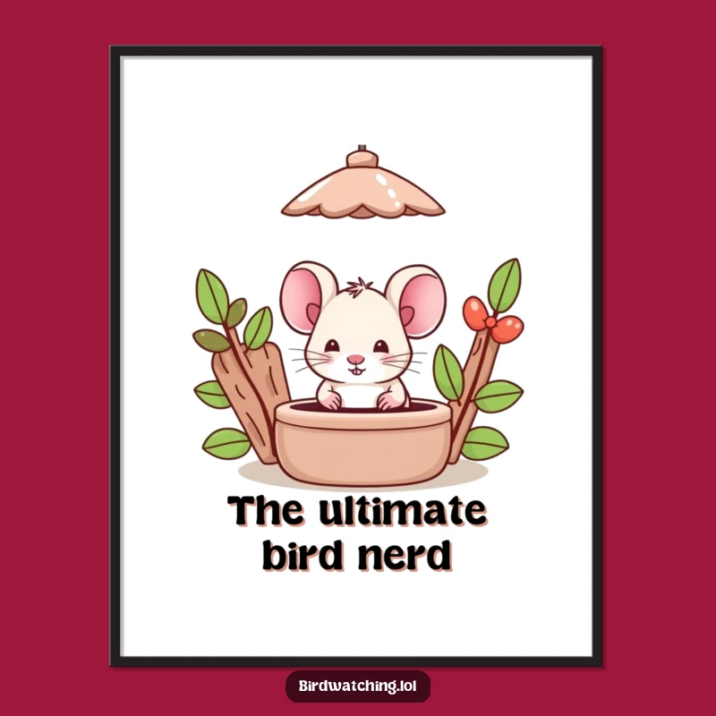 Funny Mouse Digital Art: Silly Feeder Intruder, Instant Funny Gift Download