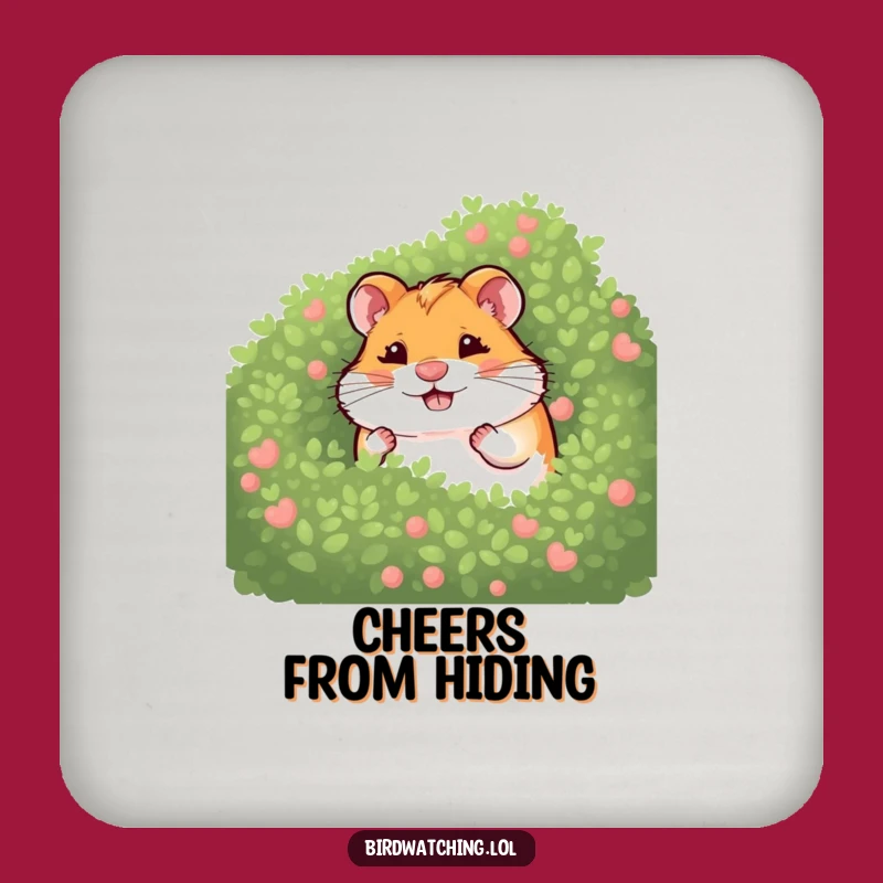 Funny Giggling Hamster Bush Coaster: Humorous Gift for a Playful Table