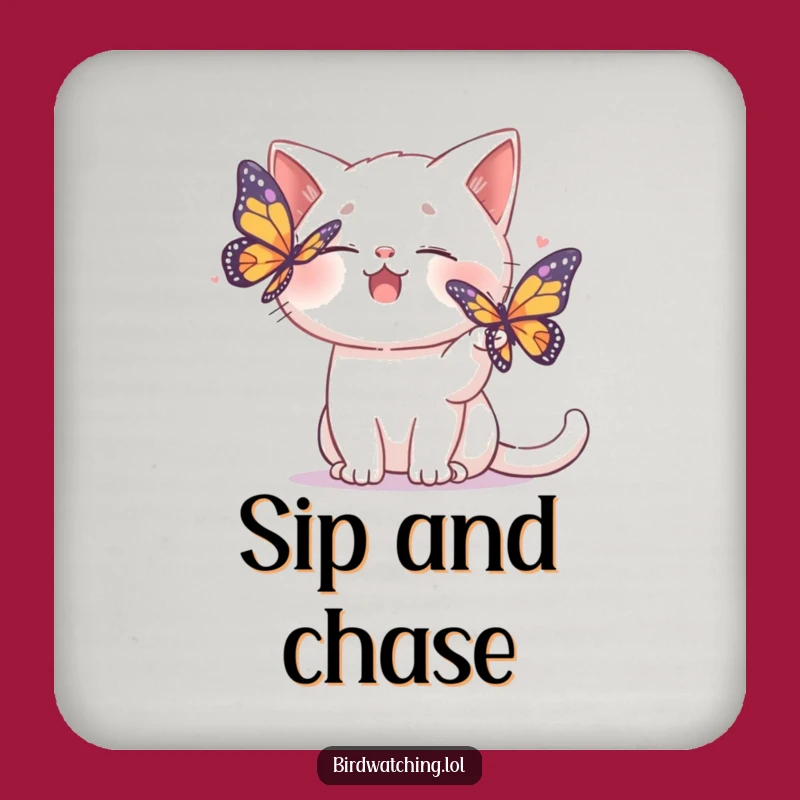 Funny Cat Butterfly Coaster: Protect Surfaces with Playful Fun