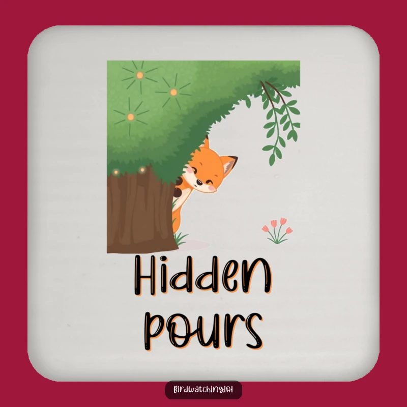 Funny Curious Fox Drink Coasters: Bush Peek Set for Table Protection