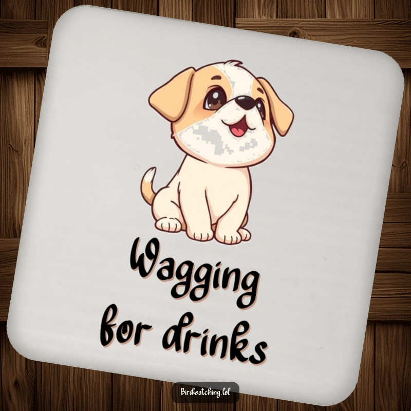Funny Playful Puppy Coaster: A humorous coaster featuring a happy puppy wagging its tail, protecting surfaces with joy.