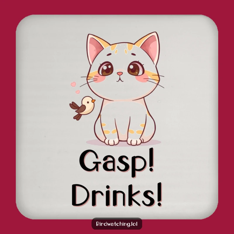 Funny Surprised Cat Drink Coasters: Hilarious Gasping Feline Set for Table Protection