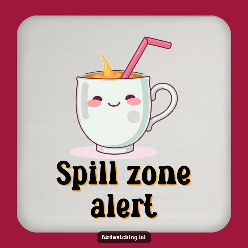 Funny Teacup Spill Coaster - Protect Surfaces with Drink Humor Gift