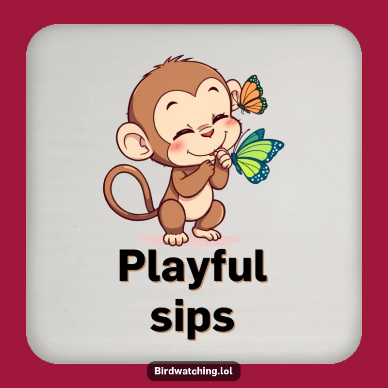 Funny Monkey Tickle Drink Coasters: Primate Butterfly Set for Table Protection