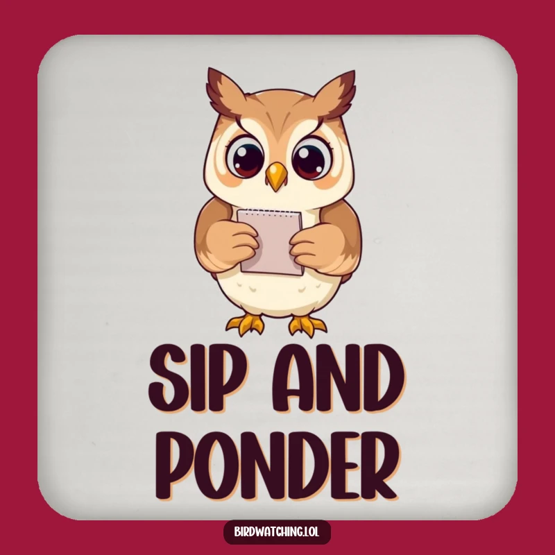 Funny Proud Owl Notepad Coaster: Humorous Gift to Protect Surfaces Wisely
