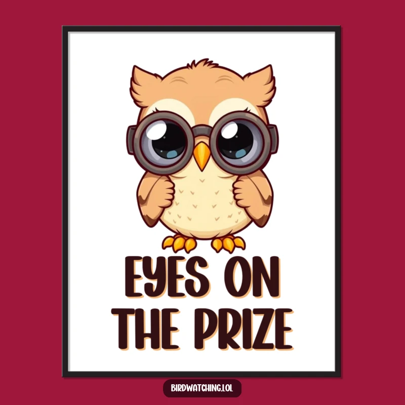 Funny Curious Owl Poster: Wide-Eyed Explorer Art, Whimsical Wall Decor, Great Funny Gift