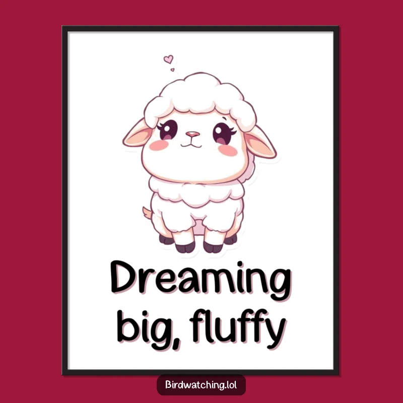 Funny Fluffy Sheep Dreamy Poster: Whimsical Humorous Gift for a Serene Space