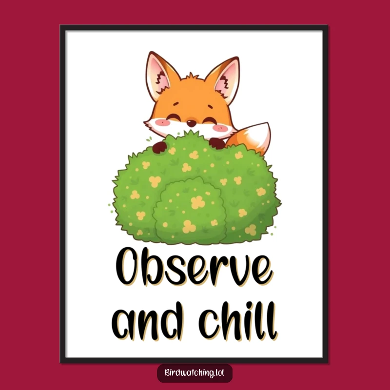 Funny Joyful Fox Poster: Peeking Observer, Playful Wall Art Gift