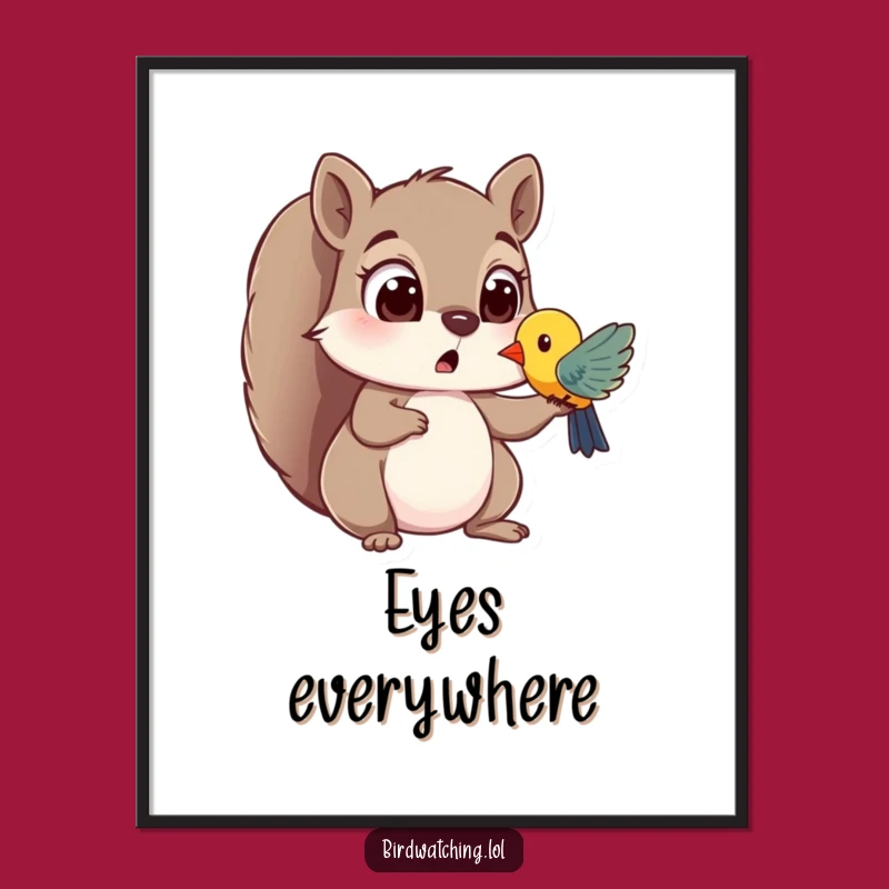 Funny Squirrel Surprise Poster: Nature's Wonder Art - A Great Funny Gift