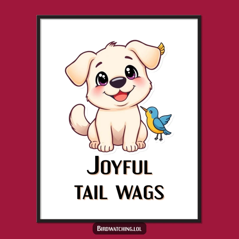 Funny Happy Dog Poster - Joyful Wall Art for Dog Lovers